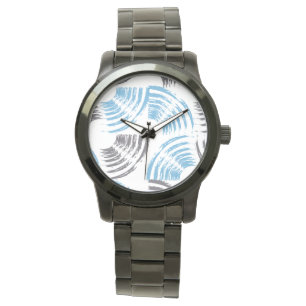 Modern, cool, trendy blue abstract brush strokes watch