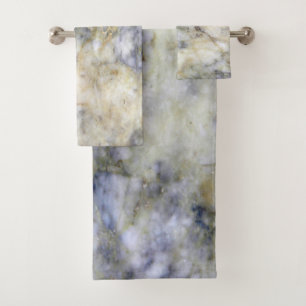 Modern  Cool Trendy Blue Marble Stone Pattern Bath Towel Set