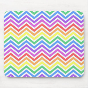 Modern, cool, trendy colourful rainbow chevron mouse pad