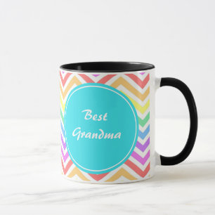 Modern, cool, trendy rainbow chevron monogram mug