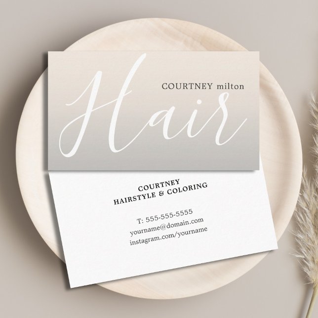 Modern Cool Typography Hair Stylist Business Card (Creator Uploaded)
