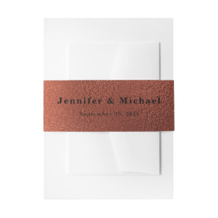 Modern Copper and Black Elegant Wedding Invitation Belly Band