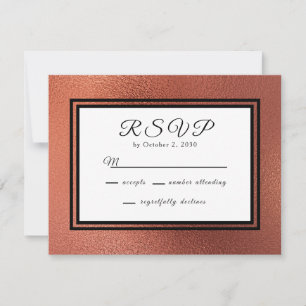 modern Copper and Black Elegant Wedding RSVP Card