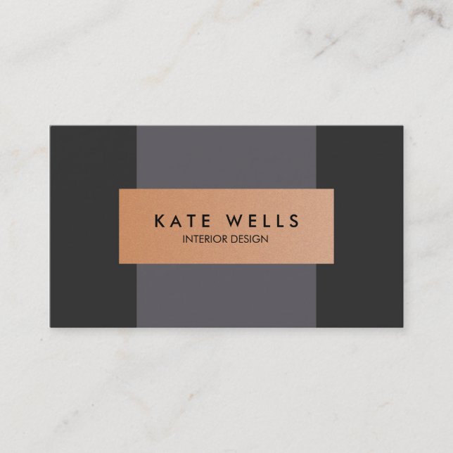 Modern Copper and Dark Purple Colour Block Designe Business Card (Front)