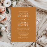 Modern Copper Bronze Boho Minimalist Wedding Invitation<br><div class="desc">Celebrate your day with this modern copper bronze boho minimalist wedding invitation, designed with clean typography and warm metallic-inspired tones. The earthy bronze palette creates a rustic luxe aesthetic, blending bohemian charm with refined elegance. Perfect for fall weddings, desert celebrations, or upscale boho themes, this template is fully customisable and...</div>