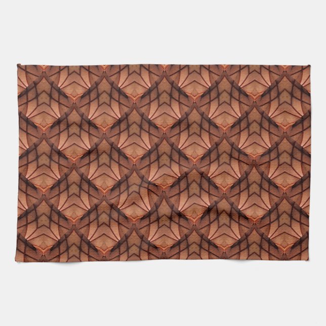 Modern Copper Coloured Pattern 034 Tea Towel (Horizontal)