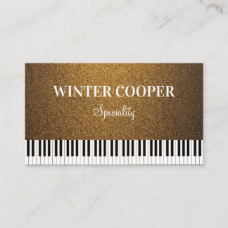 Modern copper gold glitter piano keys professional business card