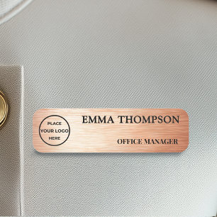 Modern Copper Hairline Design Name Badge Custom 名札
