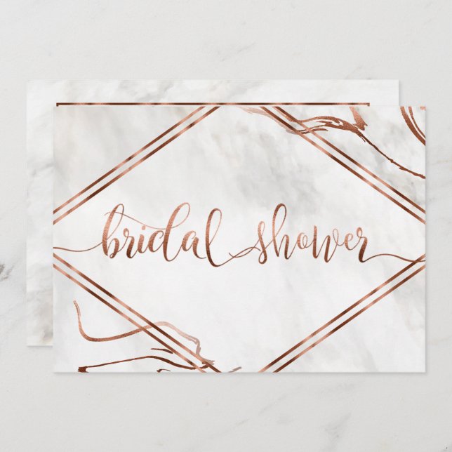 Modern Copper & Italian Marble Wedding Inspiration Invitation (Front/Back)