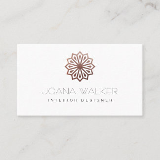Modern copper rose oriental interior designer business card