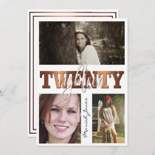 Modern Copper TwentyEighteen 3 Photo Graduation Invitation