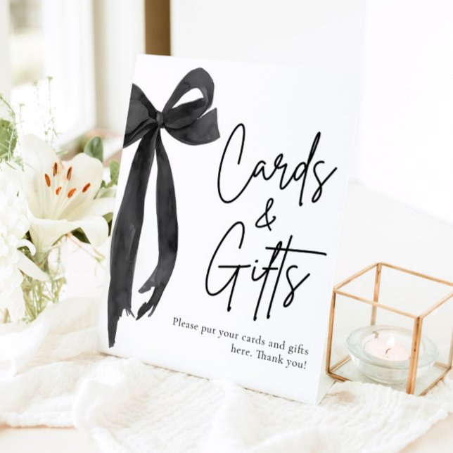 Modern Coquette Black Bow Cards and Gifts Sign (Creator Uploaded)