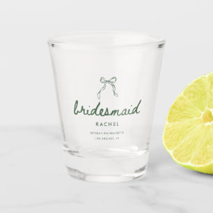 Modern Coquette Bow Bridesmaid's Name Bachelorette Shot Glass