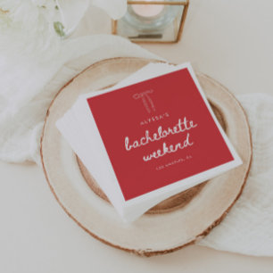 Modern Coquette Bow Script Bachelorette Weekend Napkin