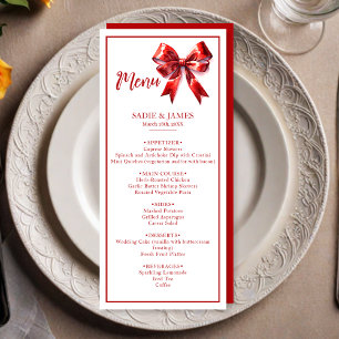 Modern Coquette Red Bow Wedding  Menu