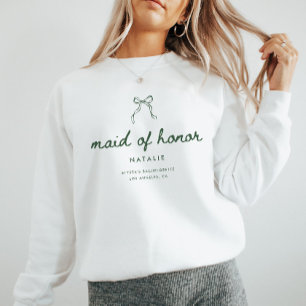 Modern Coquette Script Maid of Honour Bachelorette Sweatshirt
