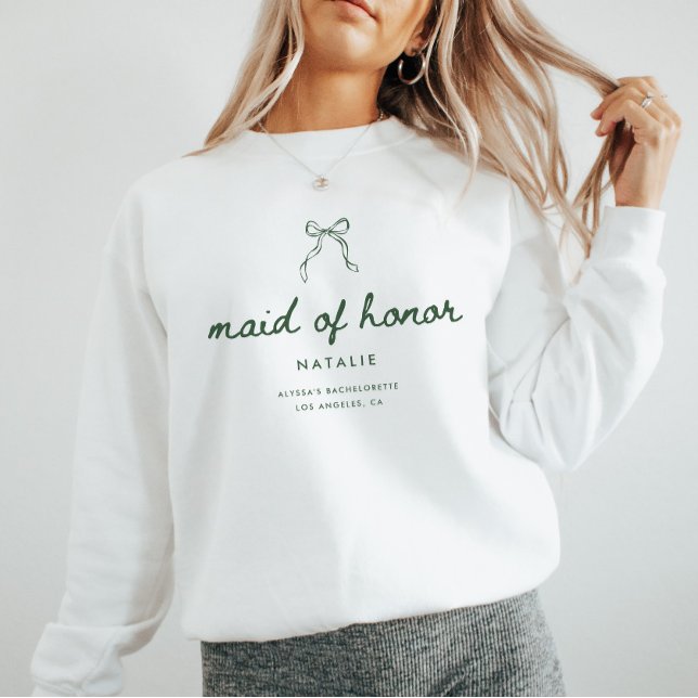 Modern Coquette Script Maid of Honour Bachelorette Sweatshirt (Creator Uploaded)