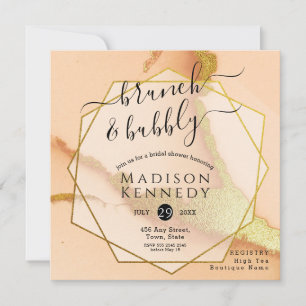 Modern Coral Abstract Brunch Wedding Shower Invitation