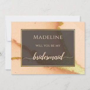 Modern Coral Abstract 💡 Inky Oil Wedding  Invitation