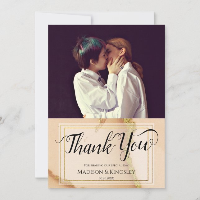 Modern Coral Abstract 💡 Inky Oil Wedding  Invitation (Front)