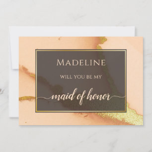 Modern Coral Abstract 💡 Inky Oil Wedding  Invitation