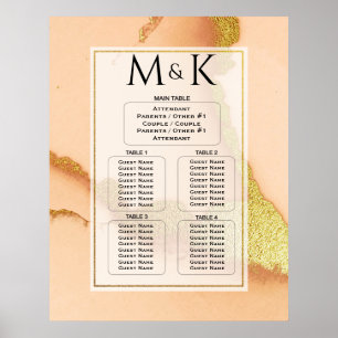 Modern Coral Abstract 💡 Inky Oil Wedding  Poster