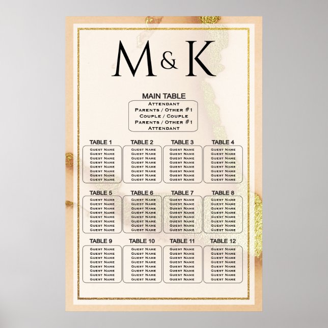 Modern Coral Abstract 💡 Inky Oil Wedding  Poster (Front)