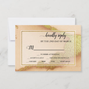 Modern Coral Abstract 💡 Inky Oil Wedding RSVP Card