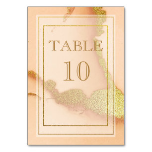 Modern Coral Abstract 💡 Inky Oil Wedding  Table Number