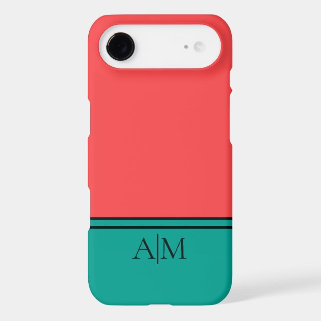 Modern Coral and Aquamarine Monogram (Back)