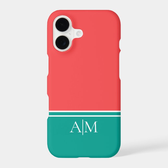 Modern Coral and Aquamarine Monogram (Back)