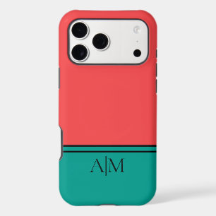 Modern Coral and Aquamarine Monogram