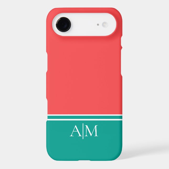 Modern Coral and Aquamarine Monogram (Back)
