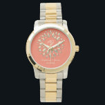 Modern Coral and Gold Sun Monogram Wedding Favour Watch<br><div class="desc">Modern Coral and Gold Sun Monogram Wedding Favour Watch   - with  initials of Bride and Groom.
Simple,  stylish,   unique. All graphic elements are free for change,  move or remove - enjoy and make your best combination!</div>