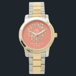 Modern Coral and Gold Sun Monogram Wedding Favour Watch<br><div class="desc">Modern Coral and Gold Sun Monogram Wedding Favour Watch   - with  initials of Bride and Groom.
Simple,  stylish,   unique. All graphic elements are free for change,  move or remove - enjoy and make your best combination!</div>
