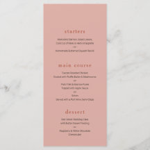 Modern Coral and rust Wedding menu