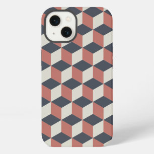 Modern Coral Blue Geometric Pattern iPhone 13 Case
