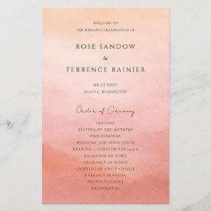 Modern Coral Coastal Chic Elegant Wedding Program Flyer