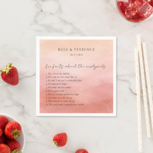 Modern Coral Coastal Chic Fun Facts Wedding Napkin