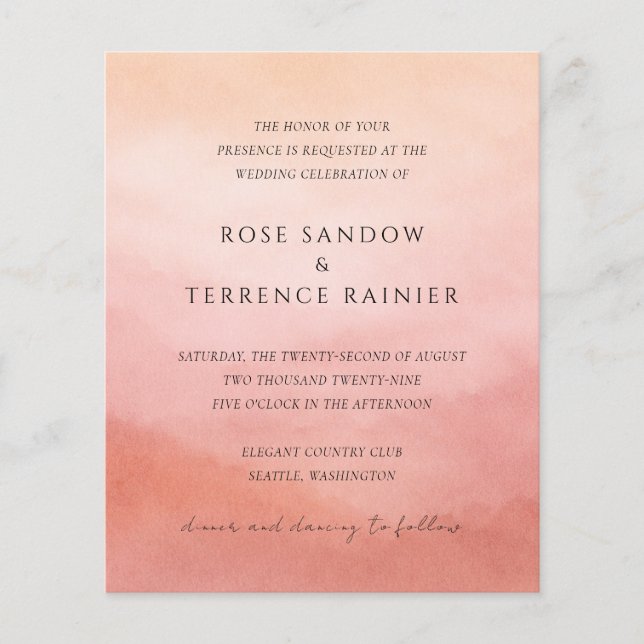 Modern Coral Coastal Chic Wedding Invitation Flyer (Front)