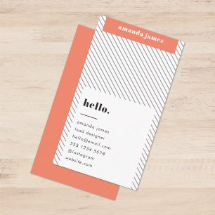 Modern Coral Diagonal Stripe Stylish Trendy Business Card
