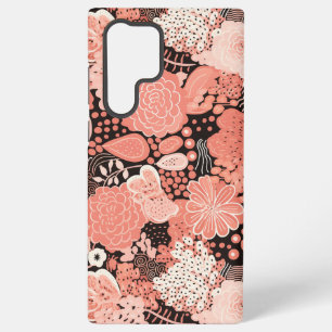 Modern Coral Floral Patterned Samsung Galaxy Case