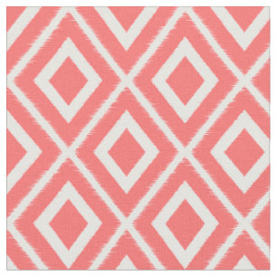 Modern Coral Ikat Pattern Fabric