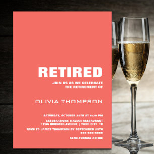 Modern Coral Minimalist Retirement Party Invitation