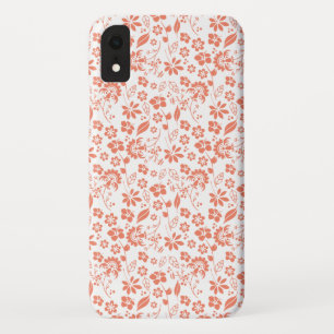 Modern Coral Peach Tropical Floral Garden Pattern Case-Mate iPhone Case