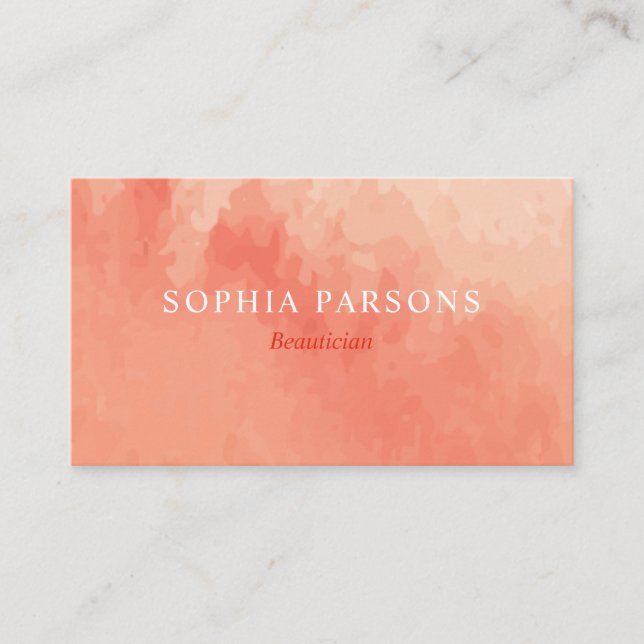 Modern Coral Peach Watercolor Business Card (Front)