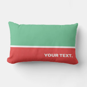 Modern coral pink and mint green custom text lumbar cushion