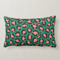 Modern Coral Pink Black Green Leopard Animal Print