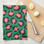Modern Coral Pink Black Green Leopard Animal Print Tea Towel<br><div class="desc">This modern and trendy pattern is perfect for the stylish fashionista. It features a hand-drawn coral pink, black, and bright green safari animal print. It's elegant, cool, artsy, and unique. ***IMPORTANT DESIGN NOTE: For any custom design request such as matching product requests, color changes, placement changes, or any other change...</div>