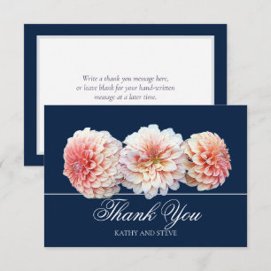 Modern Coral Pink Dahlia Bridal Shower Thank You Card